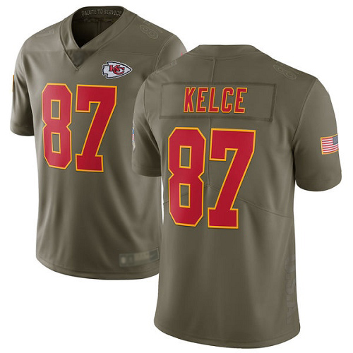 Men Kansas City Chiefs #87 Kelce Travis Limited Olive 2017 Salute to Service Football Nike NFL Jersey